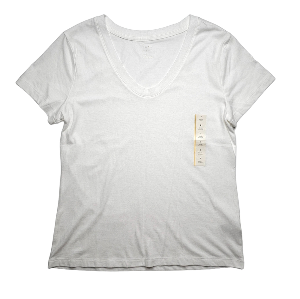 A New Day Neutral Basic White Cotton Modal Short Sleeve Tee BNWOT Women's Size S